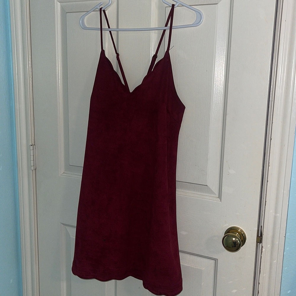 maroon suede dress
